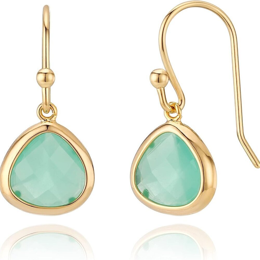 Dainty Aqua Blue Mint Green Glass Dangle Earrings Hypoallergenic Lightweight